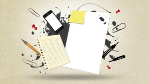 Pens, paper, technology, apps...all part of eLearning apps for businesses.