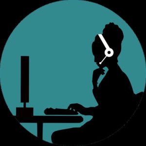 Icon of woman with headphones.