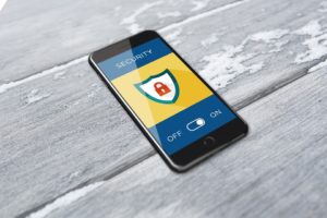 Security feature on mobile phone with On/Off option - make sure yours is turned on to protect your business from cyber attacks.