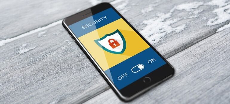 Security feature on mobile phone with On/Off option - make sure yours is turned on to protect your business from cyber attacks.