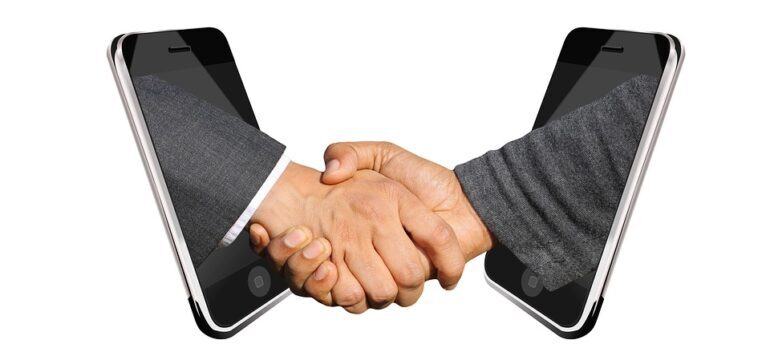 A handshake makes moving services lead to sales.