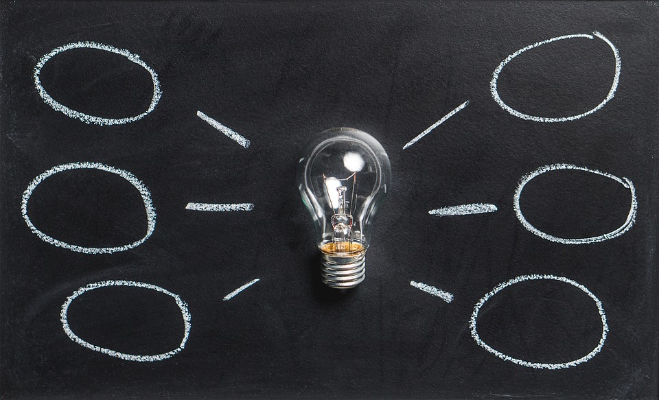 Lightbulb with six clouds for six unique ideas for PPC advertising outside the box.