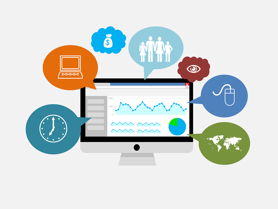 Laptop with different analytics features.
