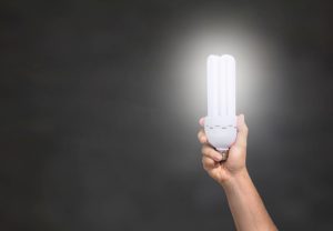 Hand holding a lightbulb