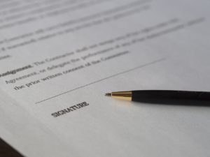 Pen on a contract