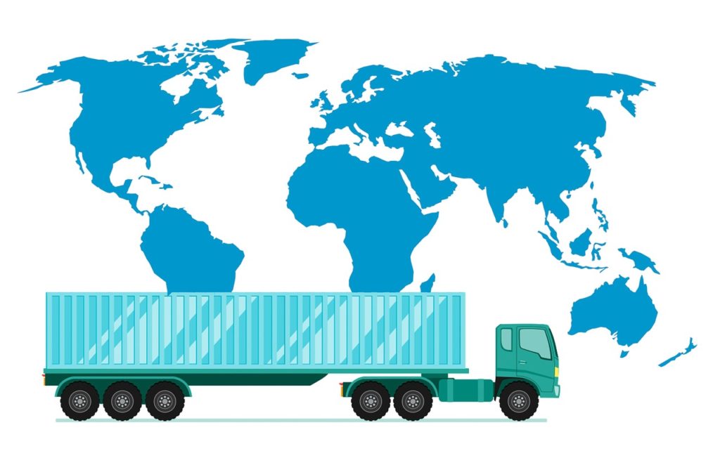 Truck and world map