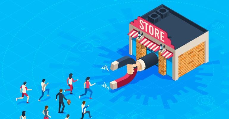 Store with magnet retaining customers.
