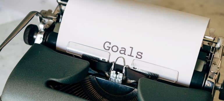 Goals written on a piece of paper.