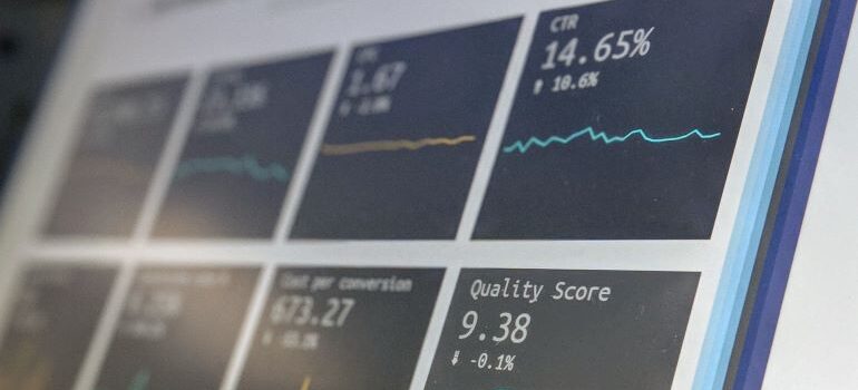 Analytics of email marketing success on screen.
