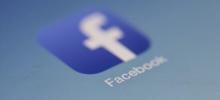 The logo of the Facebook app on a phone screen.