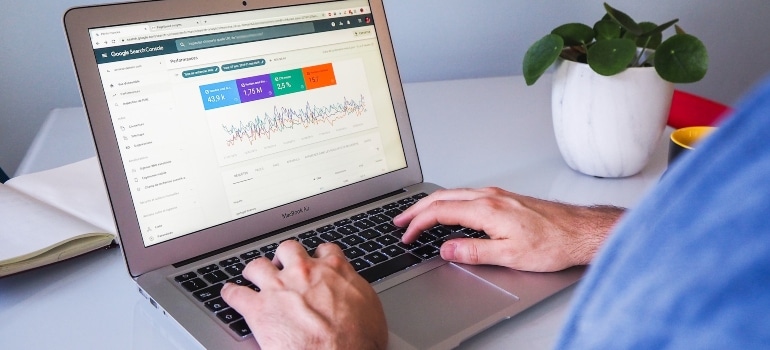 Person analyzing data gathered from Google