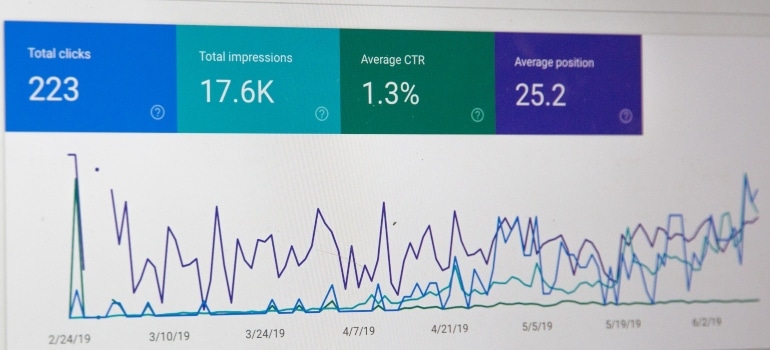Website metrics on a computer screen