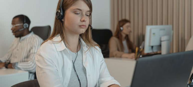 a person with a headset on