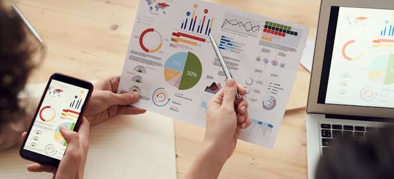 a close-up of data and graphs