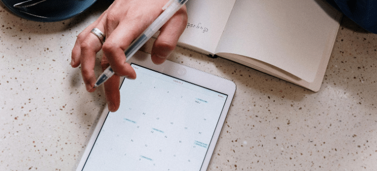 a man and a calendar 