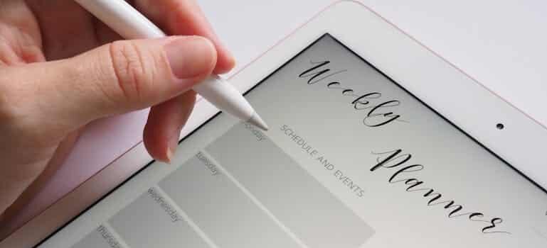 a person writing in their weekly planner