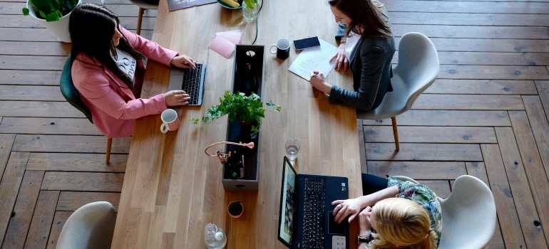 a few women working in the office 