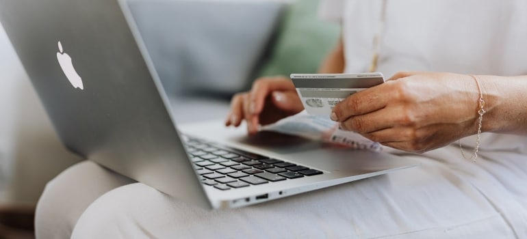 a woman shopping online