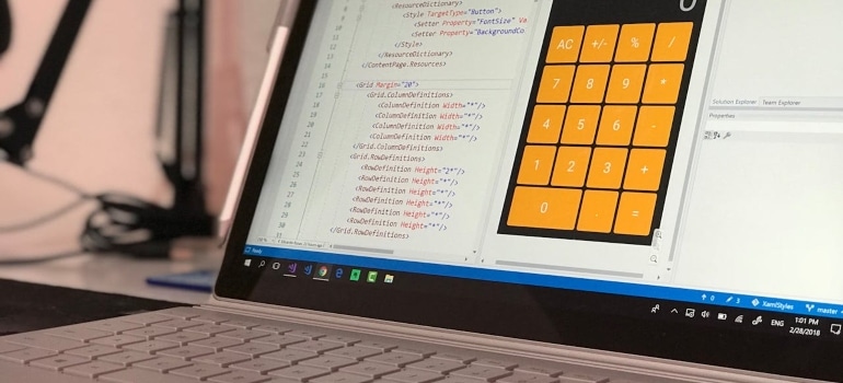 a computer on the desk 
