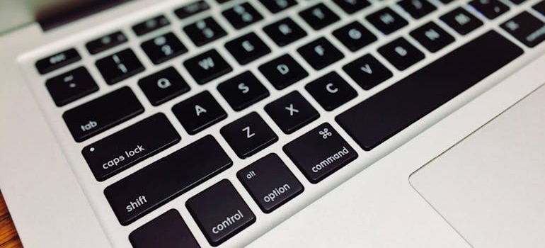 A keyboard of a laptop