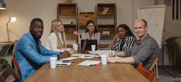 A team of digital marketing professionals during a meeting