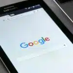 Google page on a tablet screen