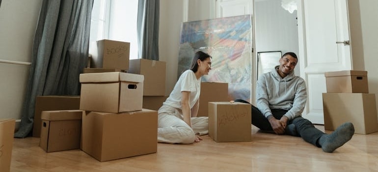 A happy couple during a move with a company that knows how to handle nervous clients