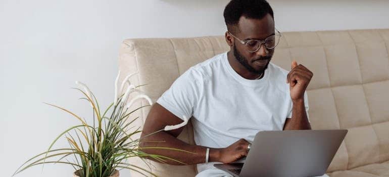 A person listening to a podcast