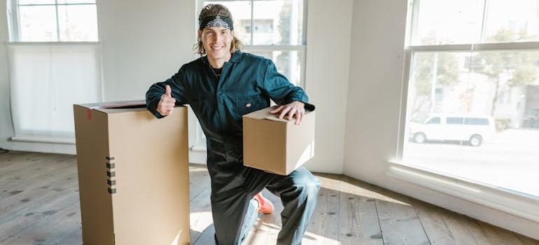 An employee of a moving company during a relocation