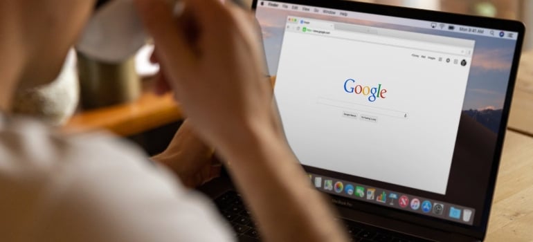 a man googling something