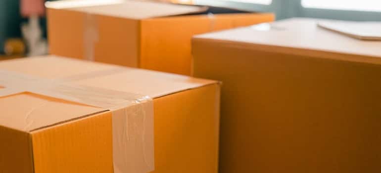 Three cardboard boxes