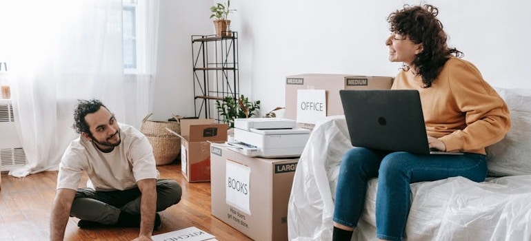 A couple preparing for a relocation