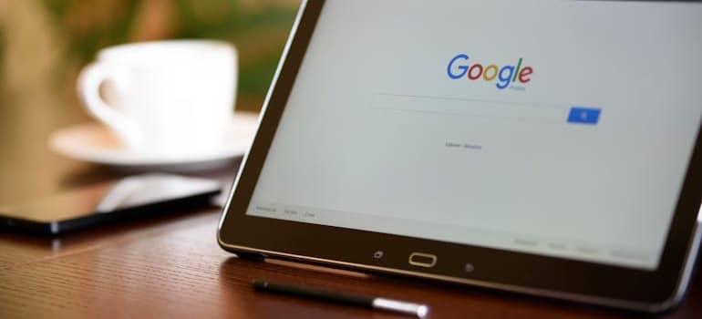 The main page of Google on a tablet