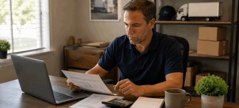 moving company owner planning a hiring and marketing budget